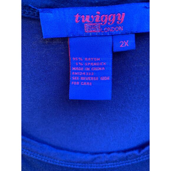 TWIGGY Lot of 2 Shirts Tops Green Blue Short Sleeve Plus Size  SZ 2XL C100143 - Picture 2 of 8